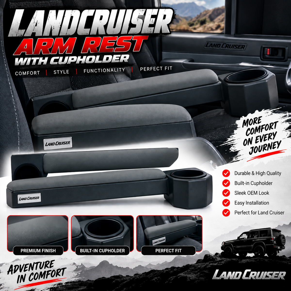 Toyota Land Cruiser 79 Series Arm Rest & Cup Holder