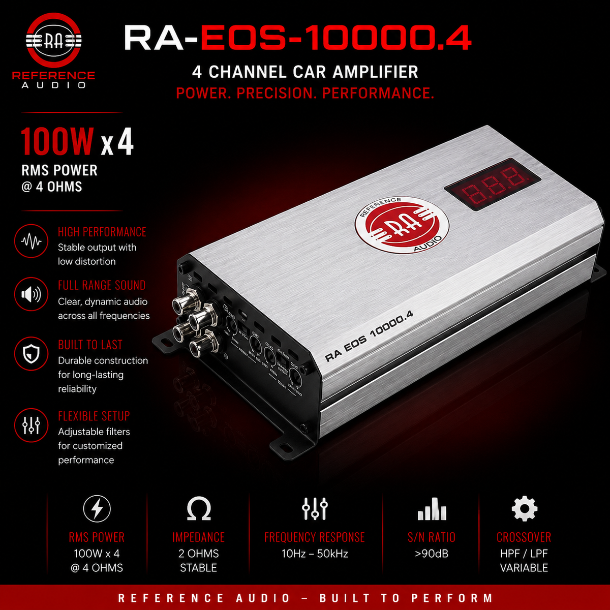 Reference Audio RA-EOS-10000.4 EOS Series 100w rms 4 Channel Amplifier