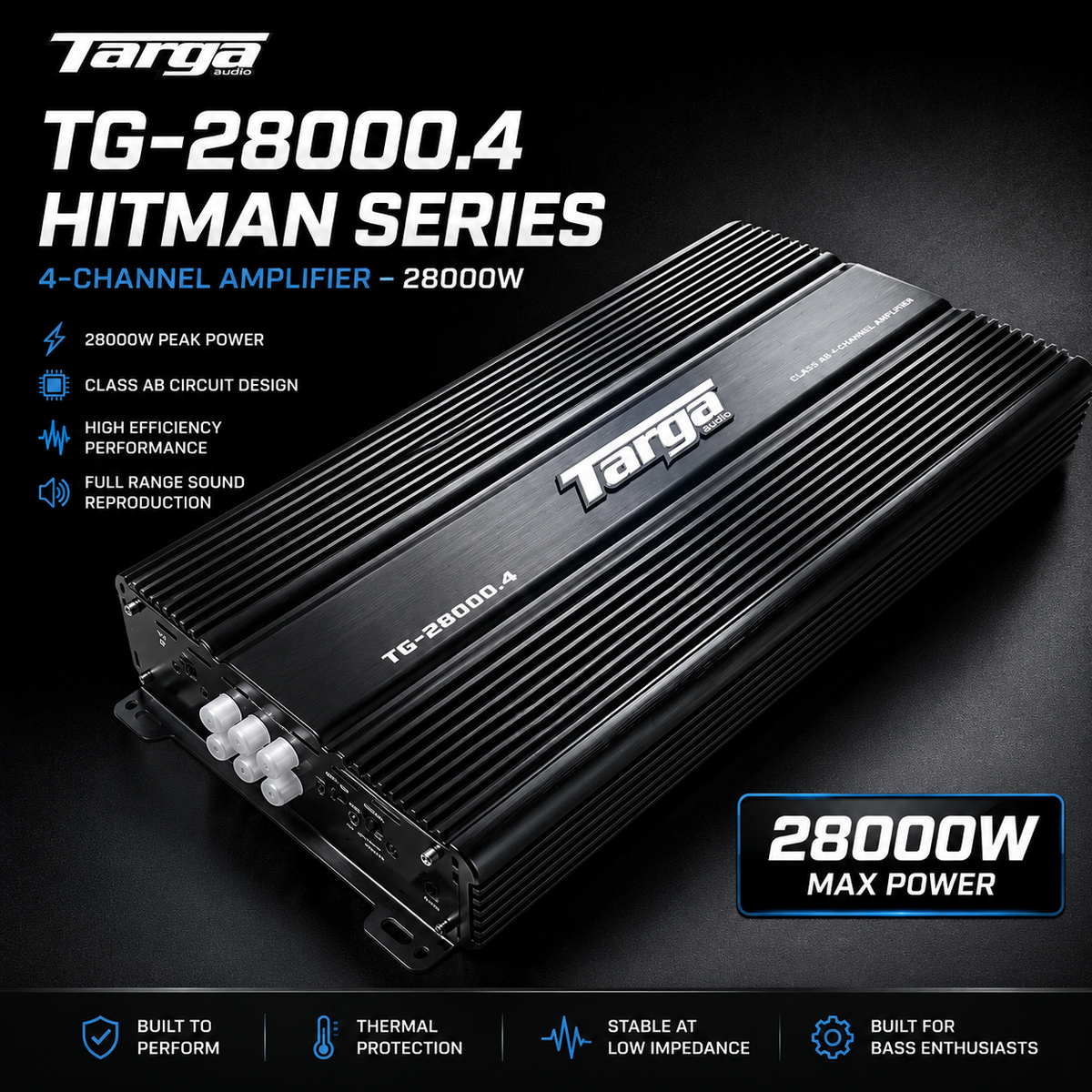 Targa TG-28000.4 Hitman Series 4-Channel Amplifier - 28000W
