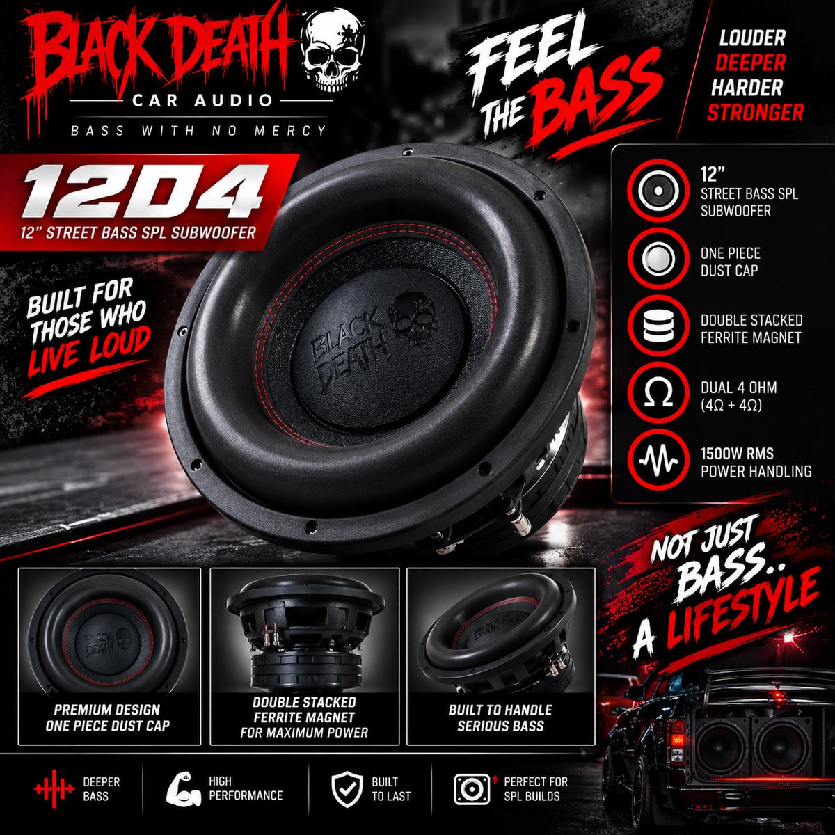 VIBE BLACK DEATH 12D4 — 12" Street Bass SPL Subwoofer