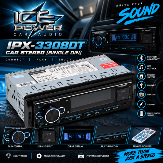 Ice Power IPX-3308DT Car Stereo  (Single Din)
