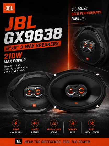 JBL GX9638 210w 6×9″ 3-way Speakers