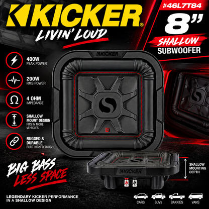 Kicker 46L7T84 8inch 4ohm Shallow Subwoofers