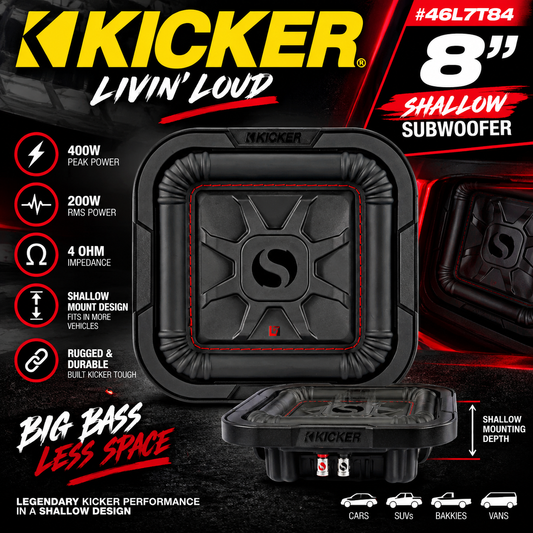 Kicker 46L7T84 8inch 4ohm Shallow Subwoofers
