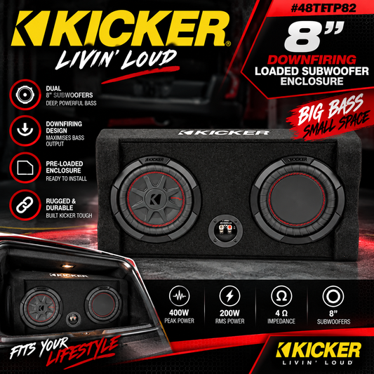 Kicker 48TRTP82 8inch DownFiring Loaded Subwoofer Enclosure