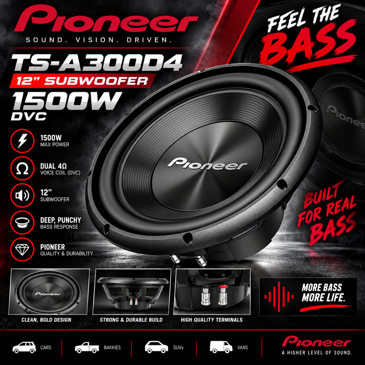 Pioneer TS-A300D4 12 1500W DVC Subwoofer