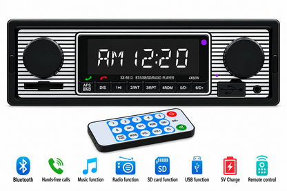 Ice Power IP-D141B Retro Style Single Din Media Player