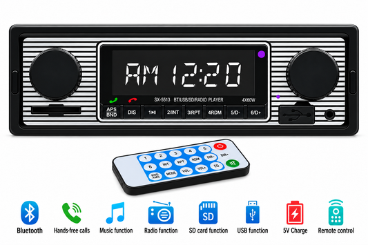 Ice Power IP-D141B Retro Style Single Din Media Player