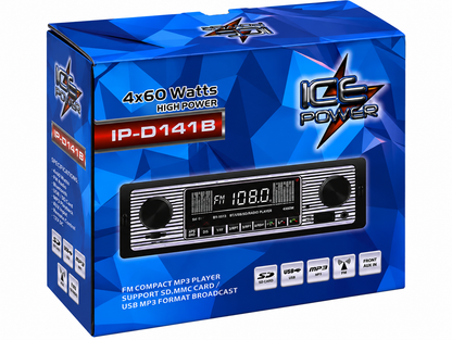 Ice Power IP-D141B Retro Style Single Din Media Player