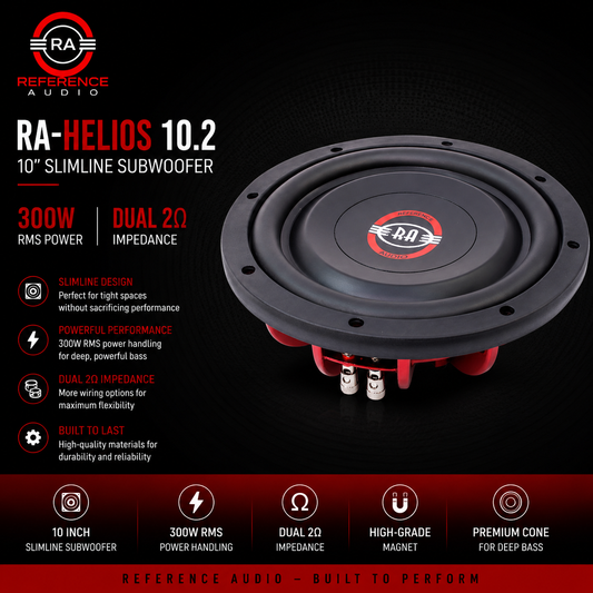 Reference Audio RA-HELIOS 10.2 10″ Slimline 300rms Subwoofer