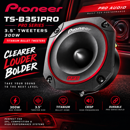 Pioneer TS-B351PRO Pro Series 3.5 300W Titanium Bullet Tweeters