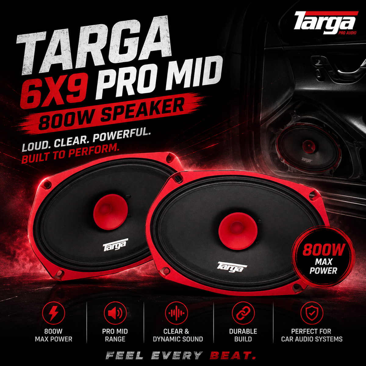 Targa 6X9 Pro Mid 800W Speaker