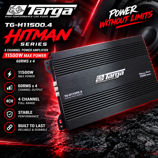 Targa TG-H11500.4 Hitman Series 11500W 4-Channel Amplifier