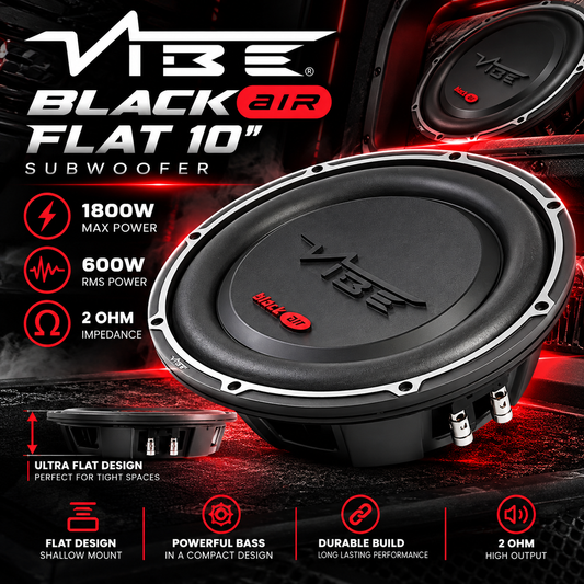 Vibe BlackAir Flat 10 1800W/600W RMS 2 Ohm Subwoofer