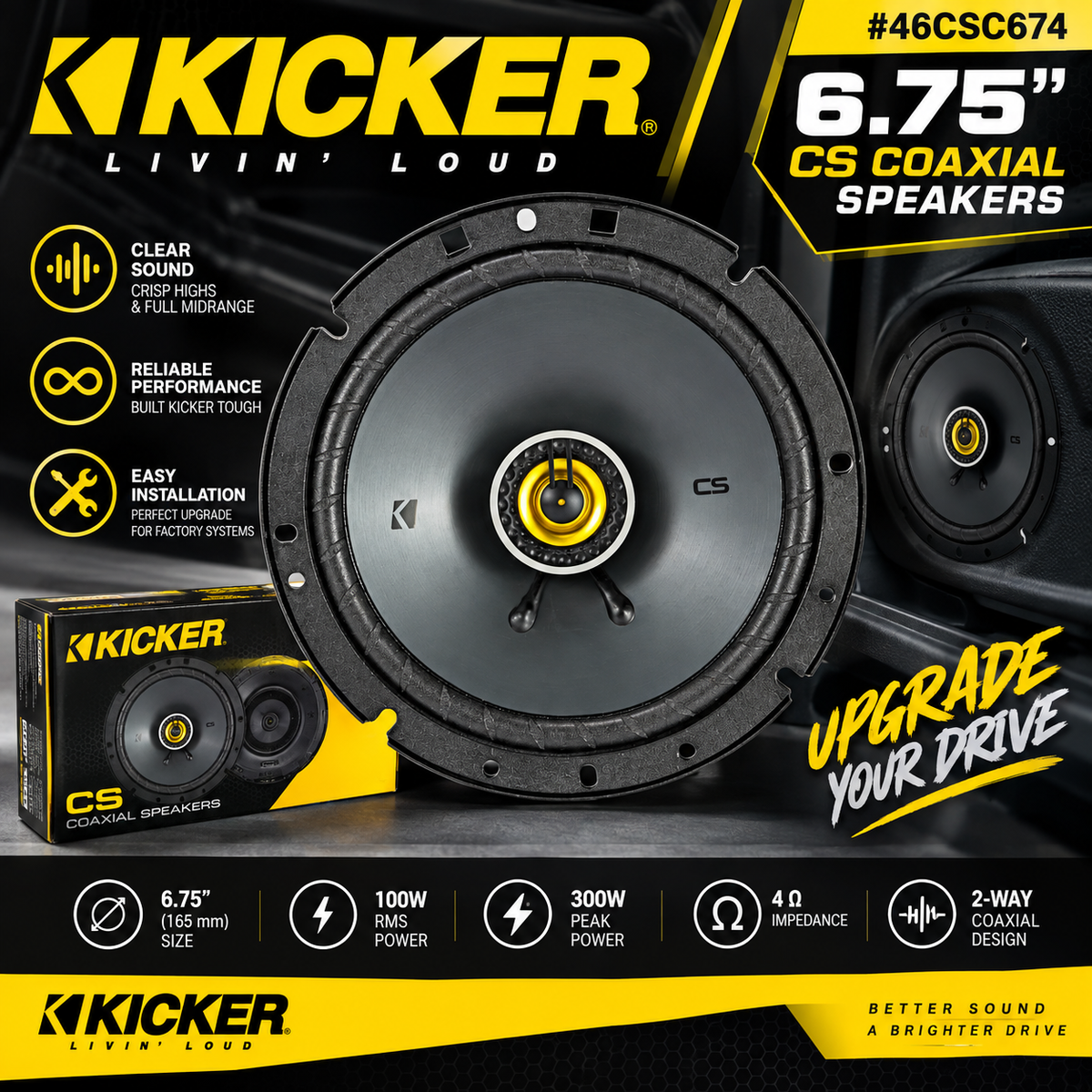 Kicker 46CSC674 6.75inch CS Coaxial Speakers