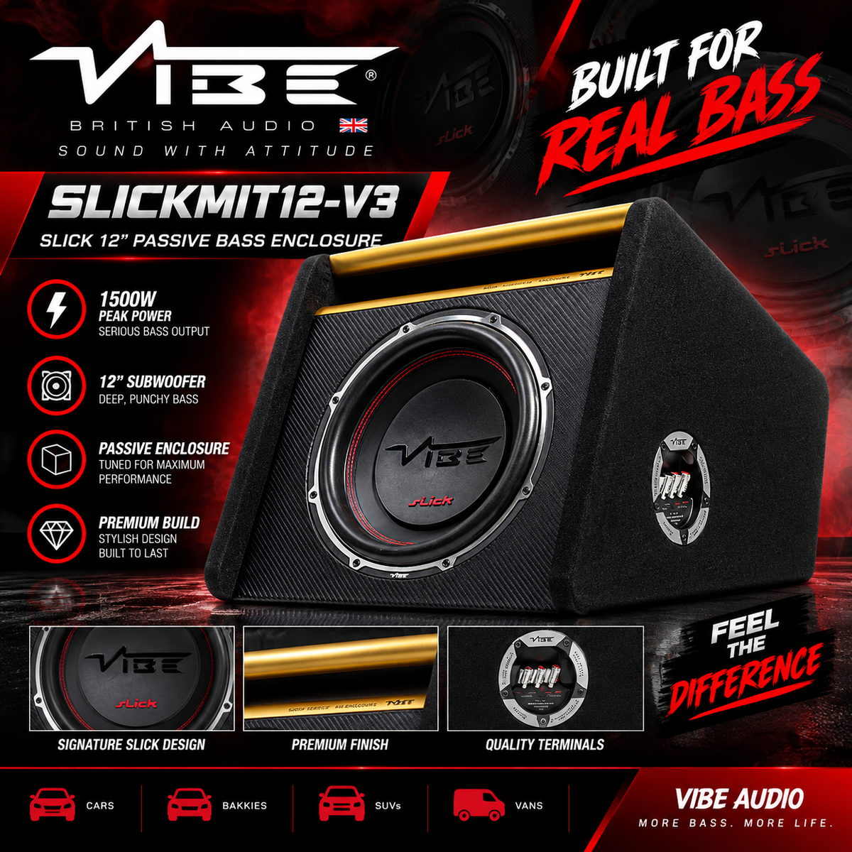 Vibe SLICKMIT12-V3 Slick 12 1500W Passive Bass Enclosure